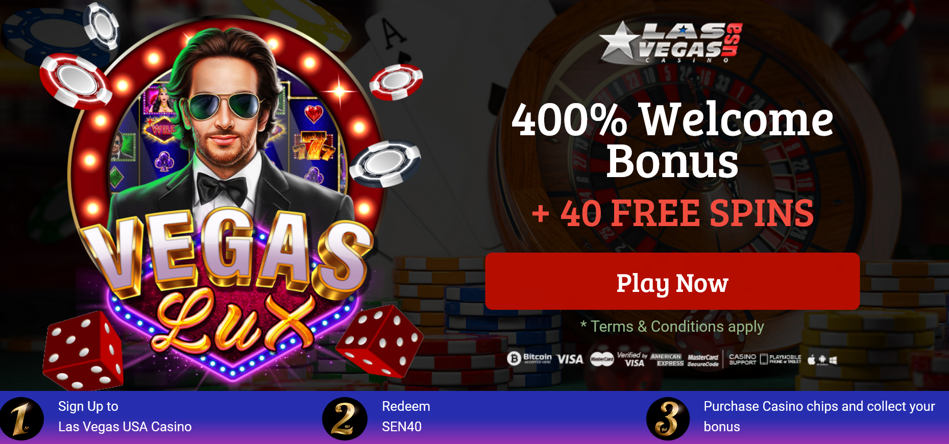 400%
                                          WELCOME BONUS + 40 FREE SPINS