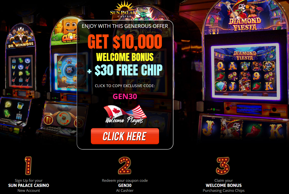 $10,000
                          WELCOME BONUS + $30 FREE CHIP