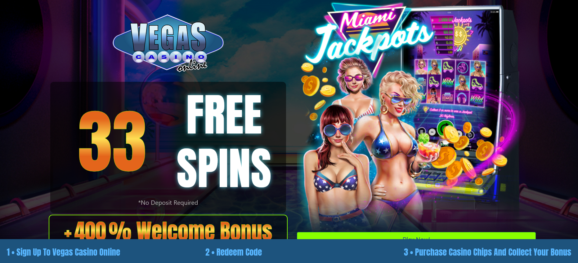 400% WELCOME BONUS + 33 FREE
                                    SPINS